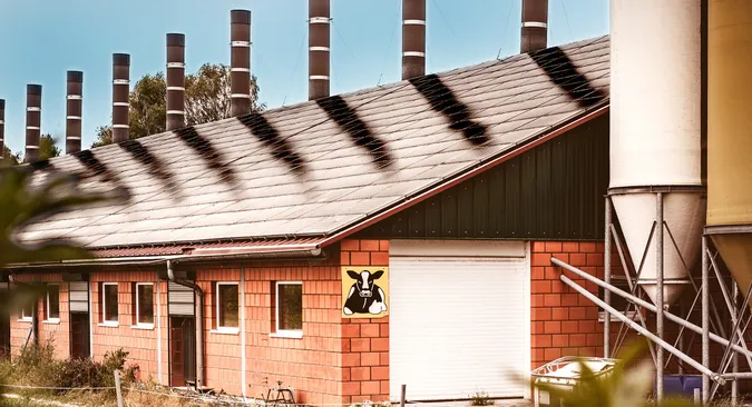 Das Dach dieses landwirtschaftlichen Gebäudes ist vollständig mit einer Photovoltaikanlage bedeckt